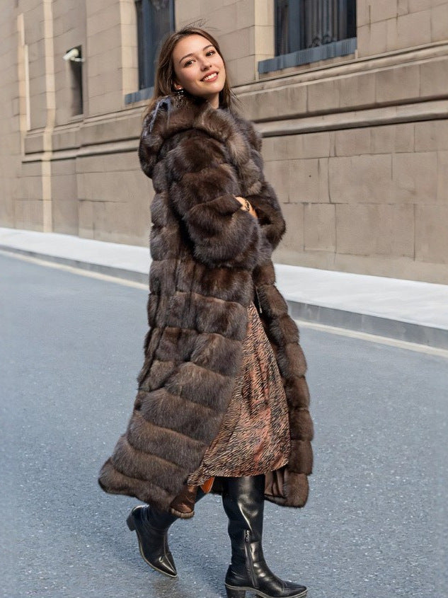 Vivienne | Hooded Longline Faux Fur Coat