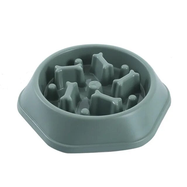 Pet Slow Feeder Bowl - Bone Pattern Designed Cat & Dog Slow Feeder Bowl Anti-Gulping Food Plate