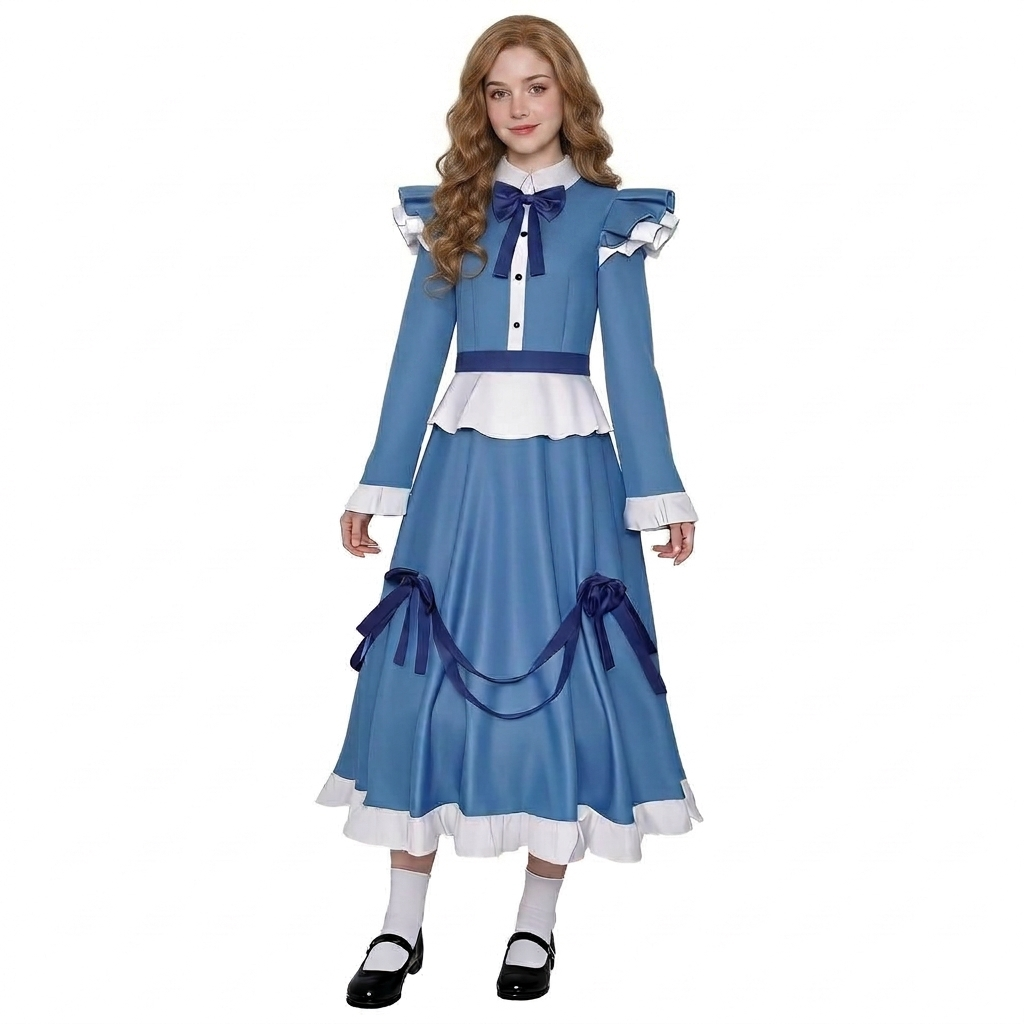 Poppy Cosplay Costume Blue Lolita Maid Dress Poppy Playtime Cosplay Halloween Costume