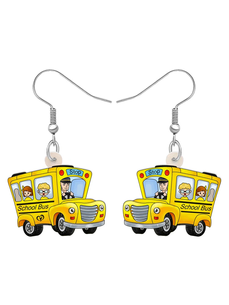 Cute School Bus Earrings for Teachers, Principals, Bus Drivers – Teacher Gift, Teacher Appreciation, Frizzle Style Earrings, Ms. Frizzle Costume