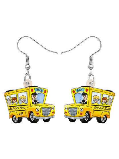 Cute School Bus Earrings for Teachers, Principals, Bus Drivers – Teacher Gift, Teacher Appreciation, Frizzle Style Earrings, Ms. Frizzle Costume