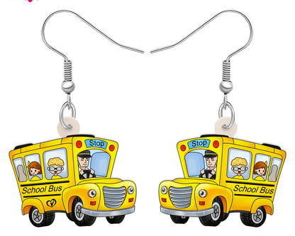 Cute School Bus Earrings for Teachers, Principals, Bus Drivers – Teacher Gift, Teacher Appreciation, Frizzle Style Earrings, Ms. Frizzle Costume