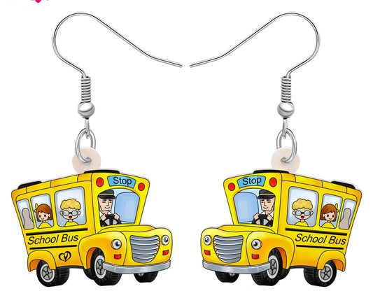 Cute School Bus Earrings for Teachers, Principals, Bus Drivers – Teacher Gift, Teacher Appreciation, Frizzle Style Earrings, Ms. Frizzle Costume