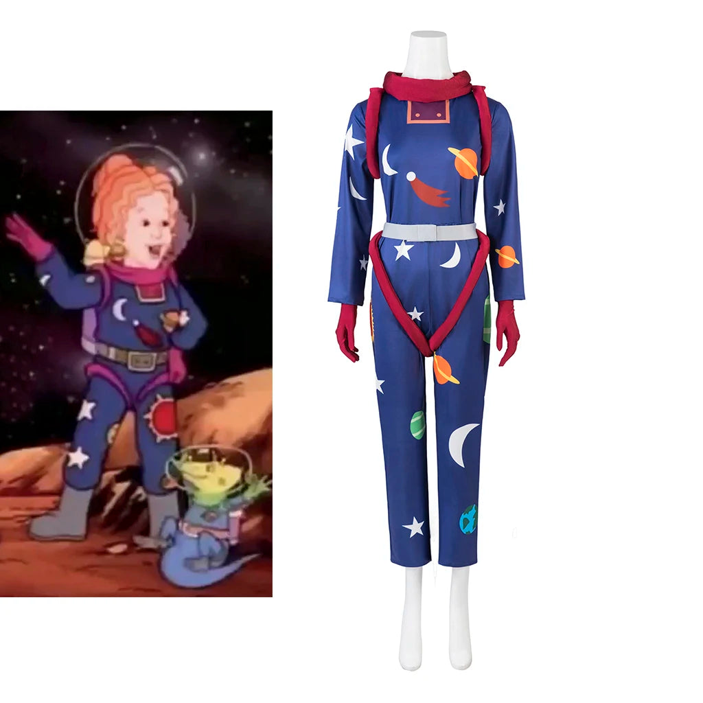 Magic School Bus Ms.Frizzle Cosplay Space Jumpsuit Women Novelty 3D Printed Galaxy Space Bodysuit Halloween Teacher Rompers Suit