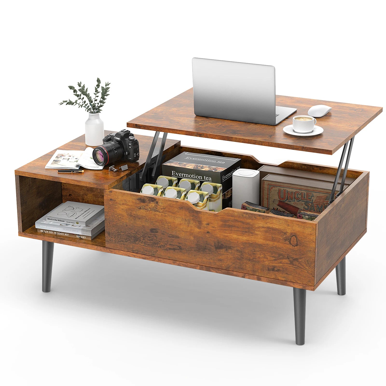 Dumos Modern Lifting Coffee Table with Hidden Storage