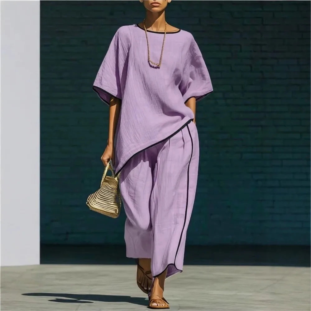 Haven Beck Anila Linen Cropped Pant Set Breathable Summer Outfit