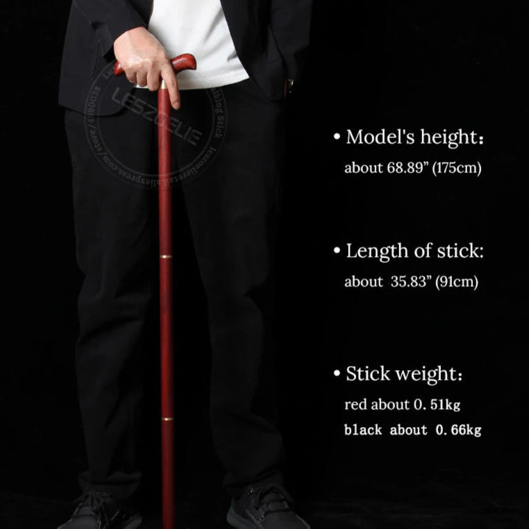 Luxury Red and Black Bird-Shaped Handle Walking Stick – African Wood Design
