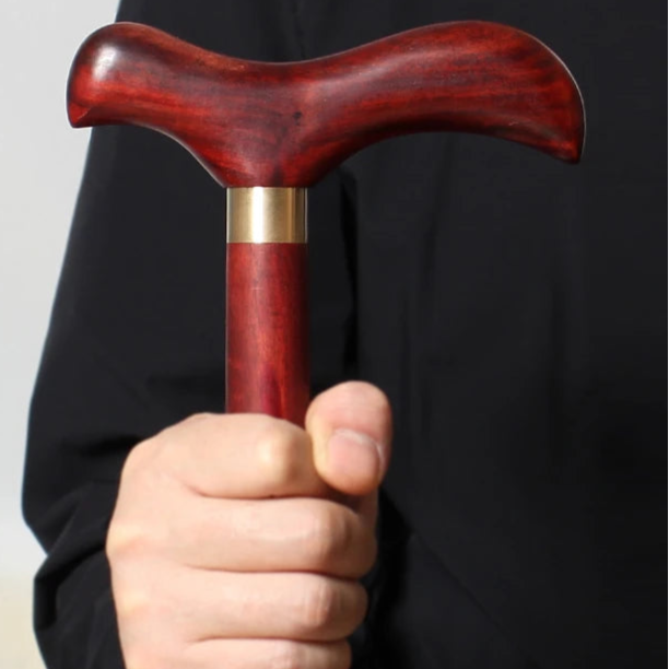 Luxury Red and Black Bird-Shaped Handle Walking Stick – African Wood Design