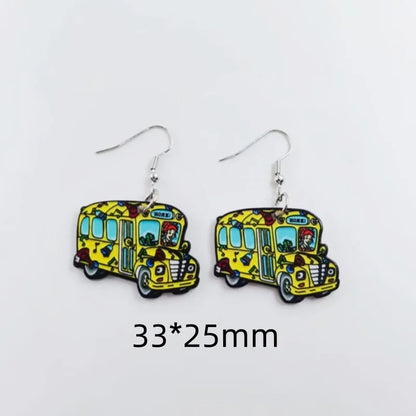 1 pair of acrylic magical school bus earrings, women's earrings, Bus Drivers, Educators