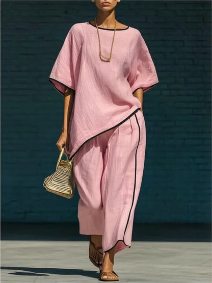 Haven Beck Anila Linen Cropped Pant Set Breathable Summer Outfit