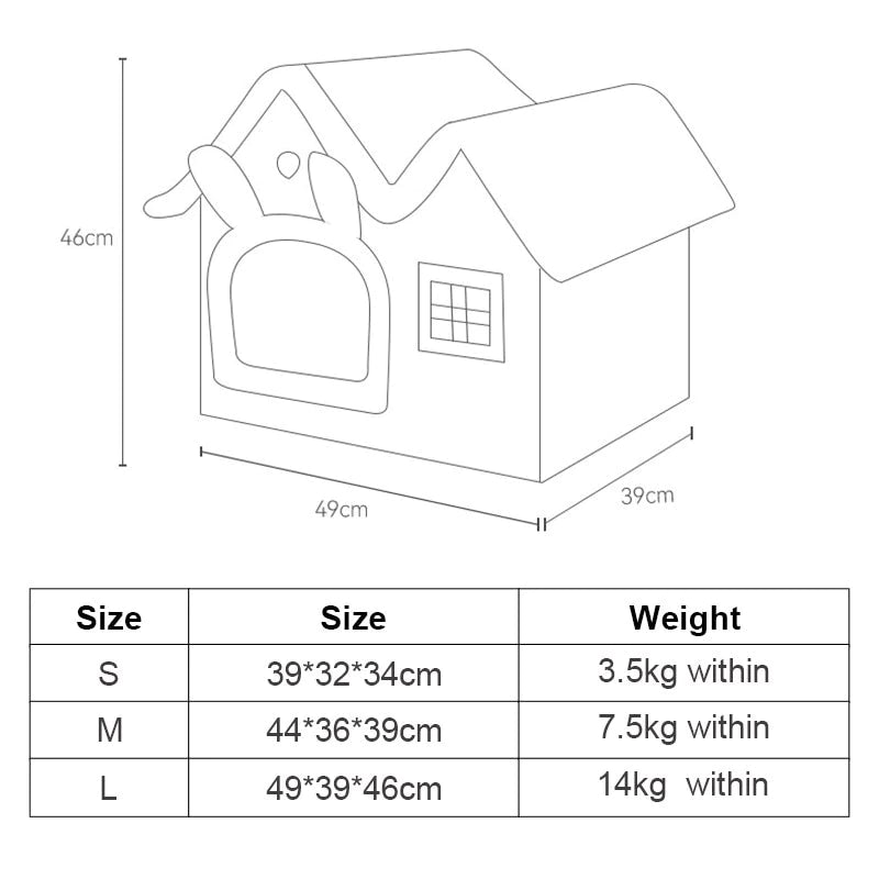 Removable Roof Plush Pet House - Easy-to-Clean Dog House with Superior Insulation