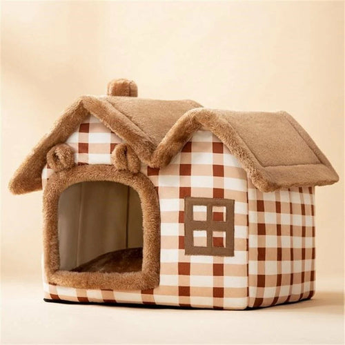 Removable Roof Plush Pet House - Easy-to-Clean Dog House with Superior Insulation