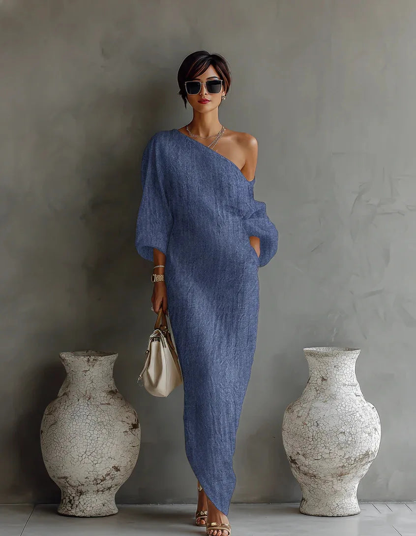 Daisy Linen One Shoulder Dress