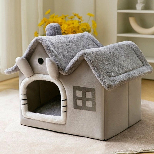 Removable Roof Plush Pet House - Easy-to-Clean Dog House with Superior Insulation