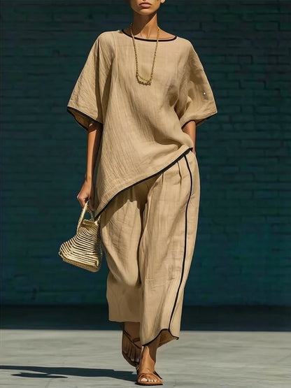 Haven Beck Anila Linen Cropped Pant Set Breathable Summer Outfit