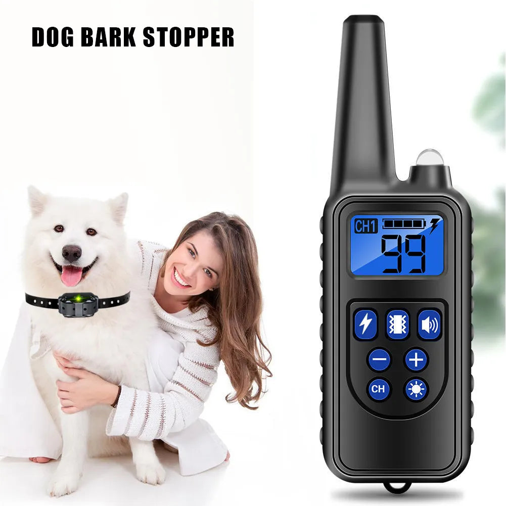 800M Anti Bark Electric Shock Training  Rechargeable Dog Barking Control Collar