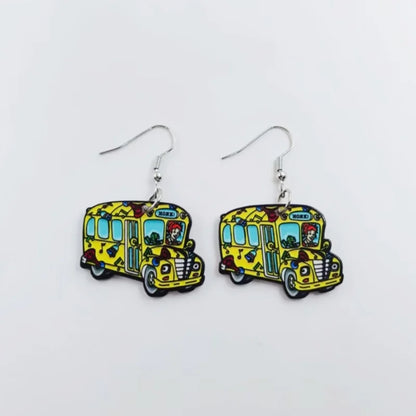1 pair of acrylic magical school bus earrings, women's earrings, Bus Drivers, Educators
