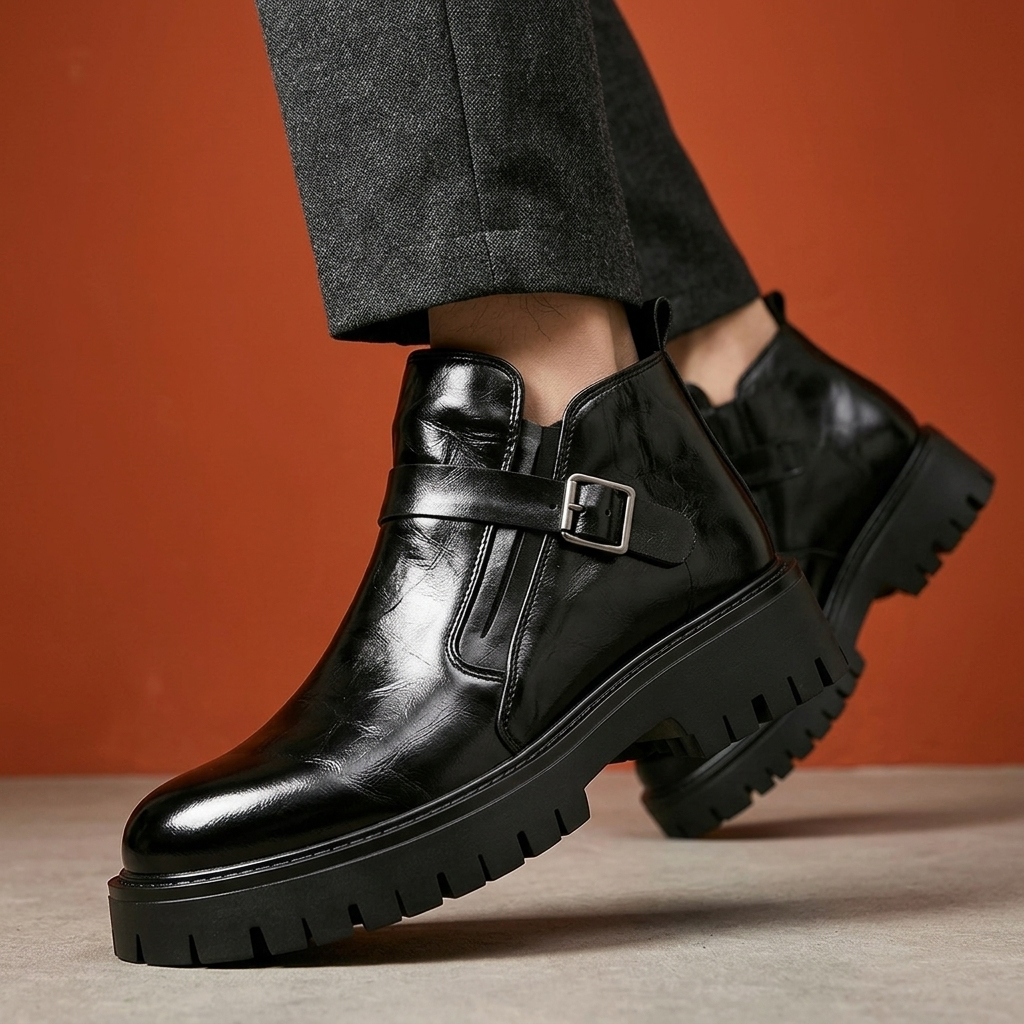 Hudson | Men's Burnished Leather Buckle Boots