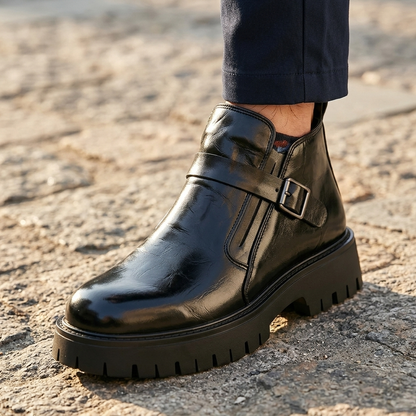 Hudson | Men's Burnished Leather Buckle Boots