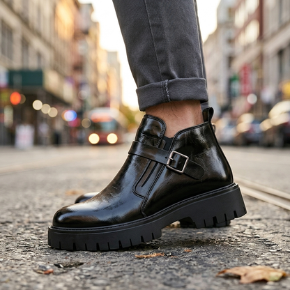 Hudson | Men's Burnished Leather Buckle Boots