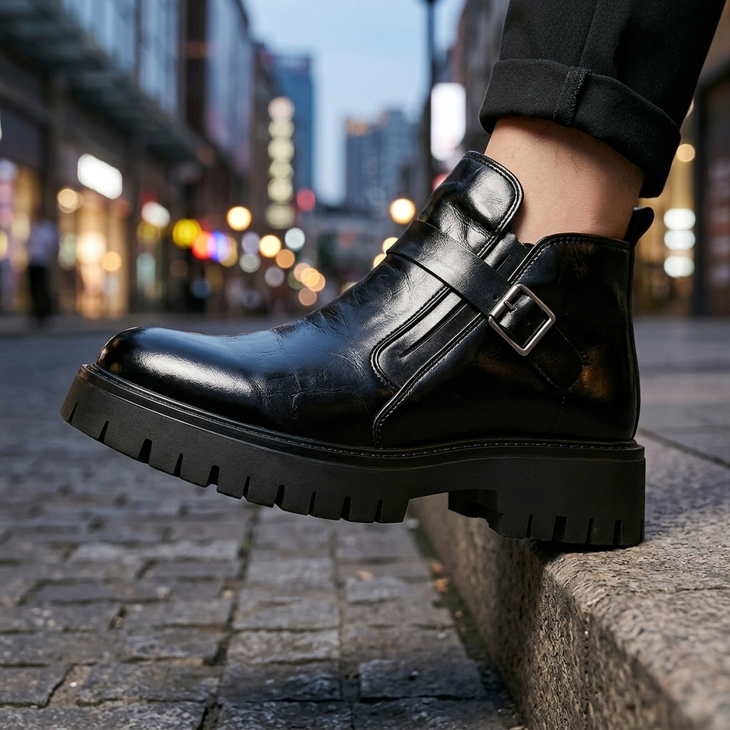 Hudson | Men's Burnished Leather Buckle Boots