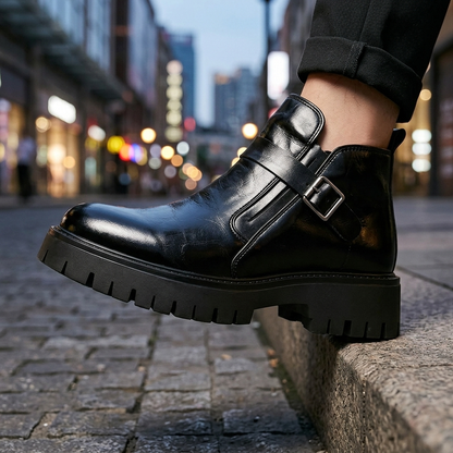 Hudson | Men's Burnished Leather Buckle Boots