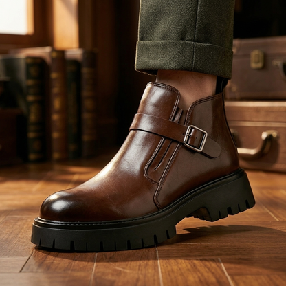 Hudson | Men's Burnished Leather Buckle Boots