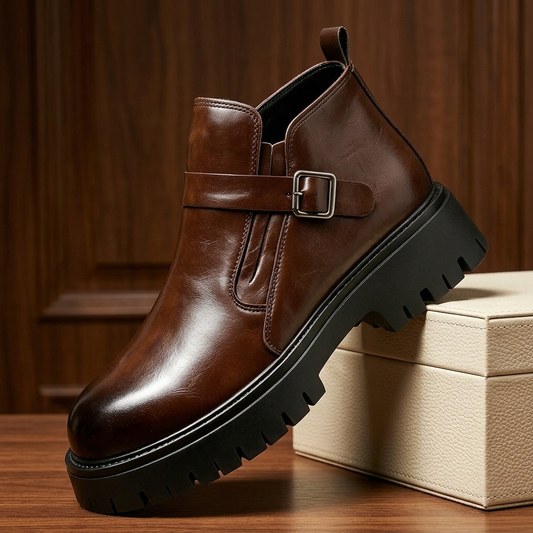 Hudson | Men's Burnished Leather Buckle Boots