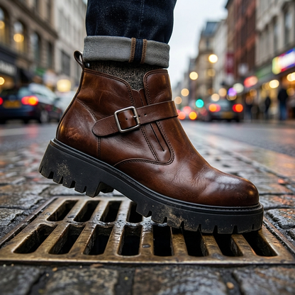 Hudson | Men's Burnished Leather Buckle Boots