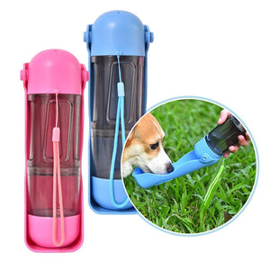 Portable 3-in-1 Dog Water Bottle Food Dispenser and Toilet Bag Storage