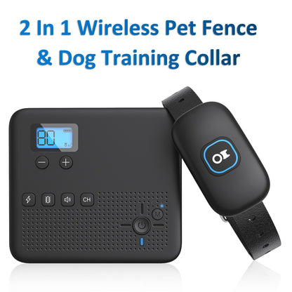 2 In 1 Rechargeable Waterproof Wireless Dog Fence, Remote Training Collar