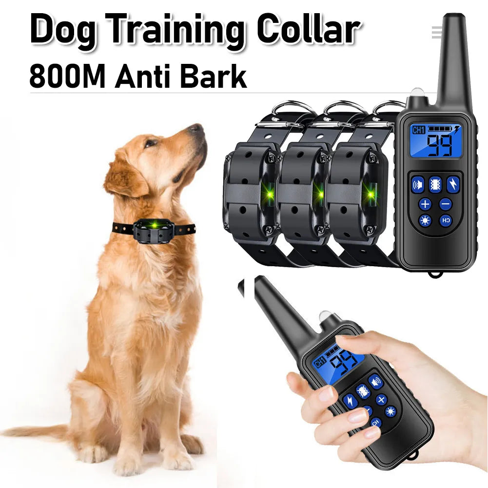 800M Anti Bark Electric Shock Training  Rechargeable Dog Barking Control Collar