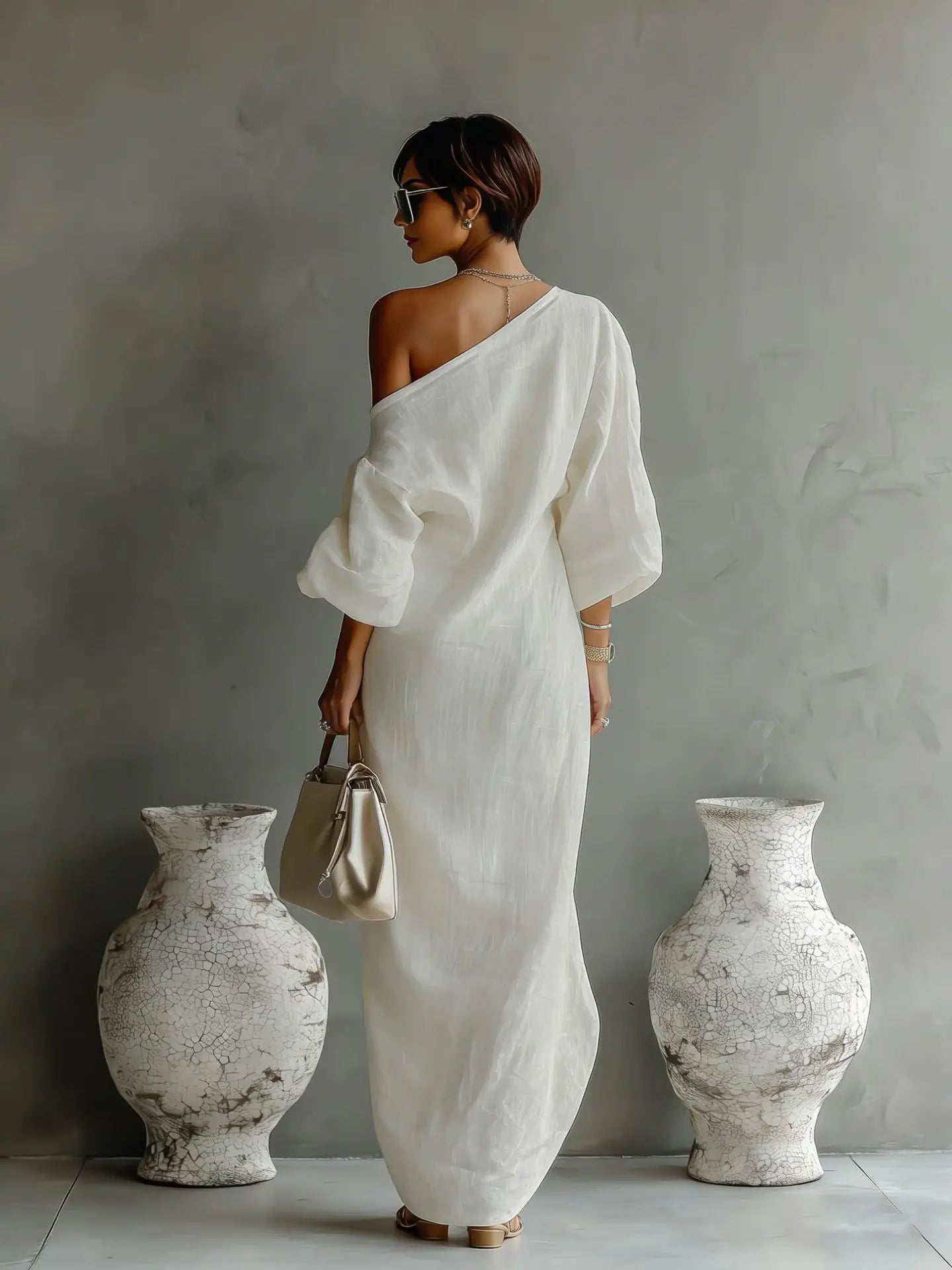 Daisy Linen One Shoulder Dress