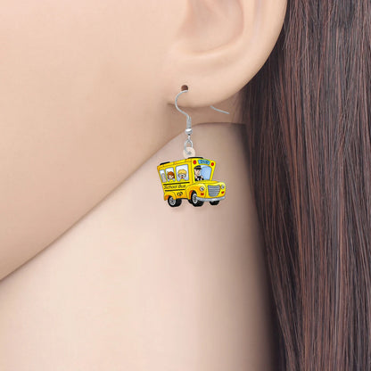 Cute School Bus Earrings for Teachers, Principals, Bus Drivers – Teacher Gift, Teacher Appreciation, Frizzle Style Earrings, Ms. Frizzle Costume