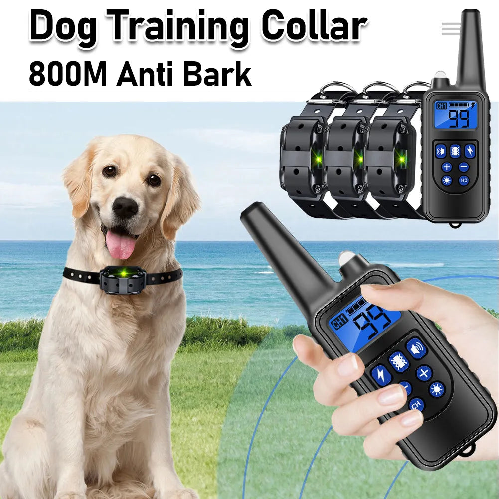 800M Anti Bark Electric Shock Training  Rechargeable Dog Barking Control Collar