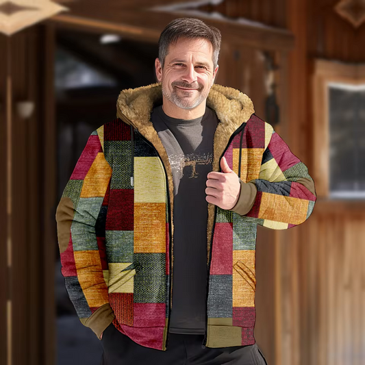 Vintage Colorful Stripes Print Knit Stand Collar Zip Up Sweater