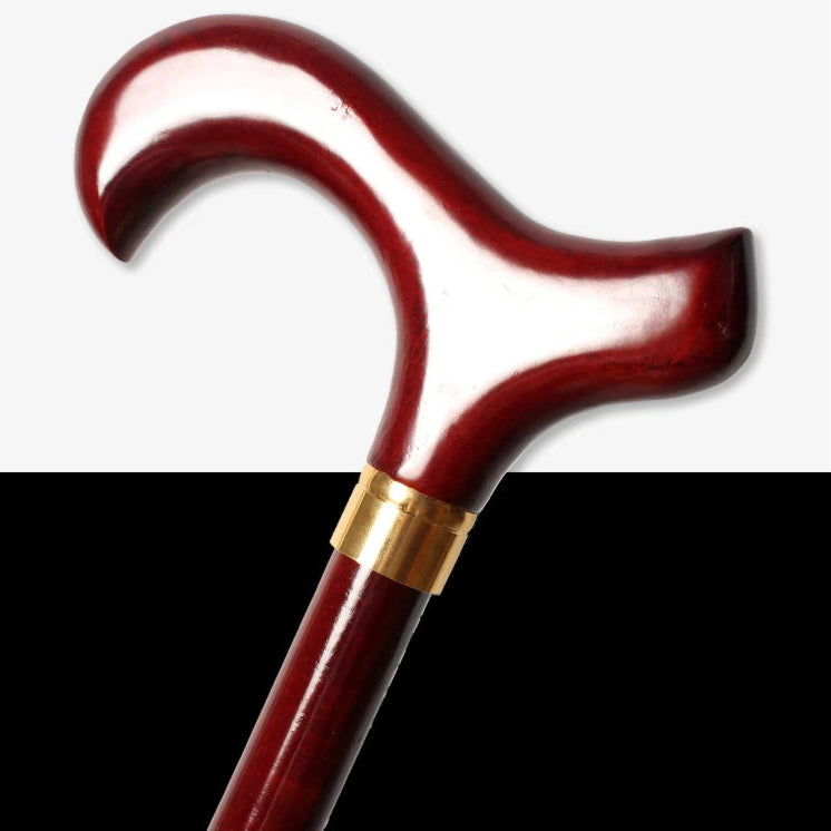3-Piece Detachable Red Wooden Handle Walking Stick – German Beech Wood