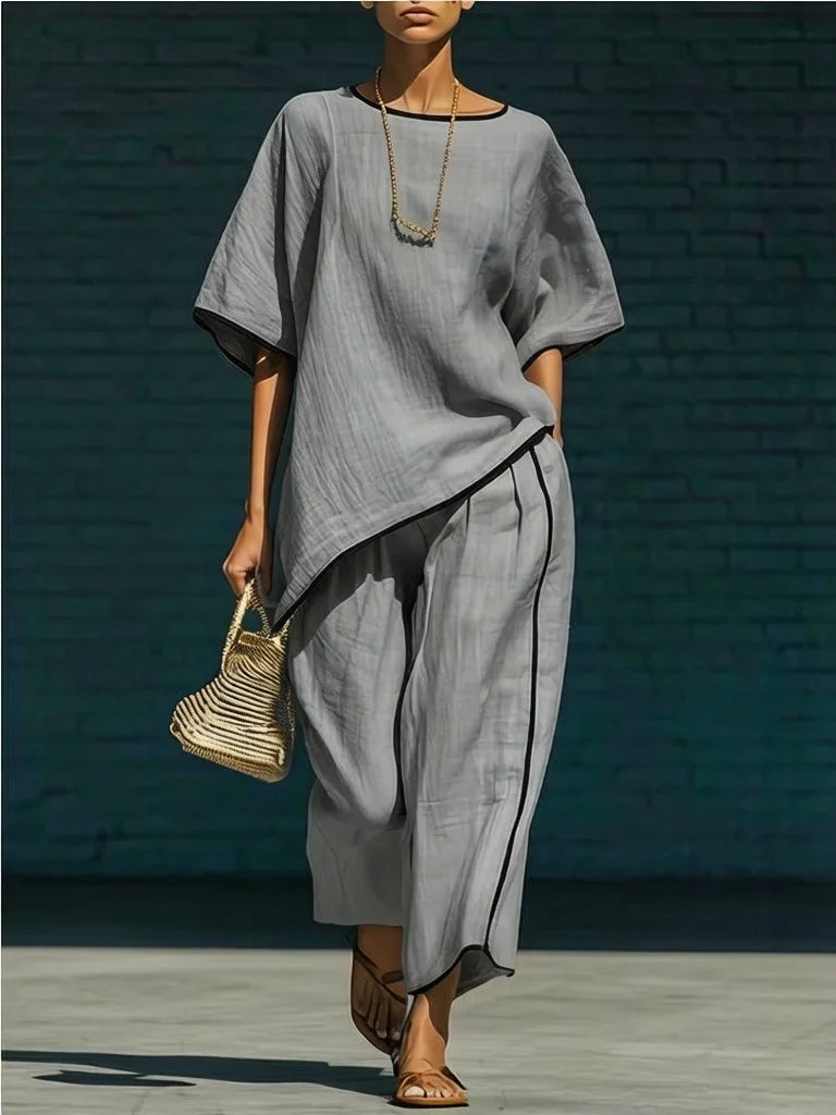 Haven Beck Anila Linen Cropped Pant Set Breathable Summer Outfit