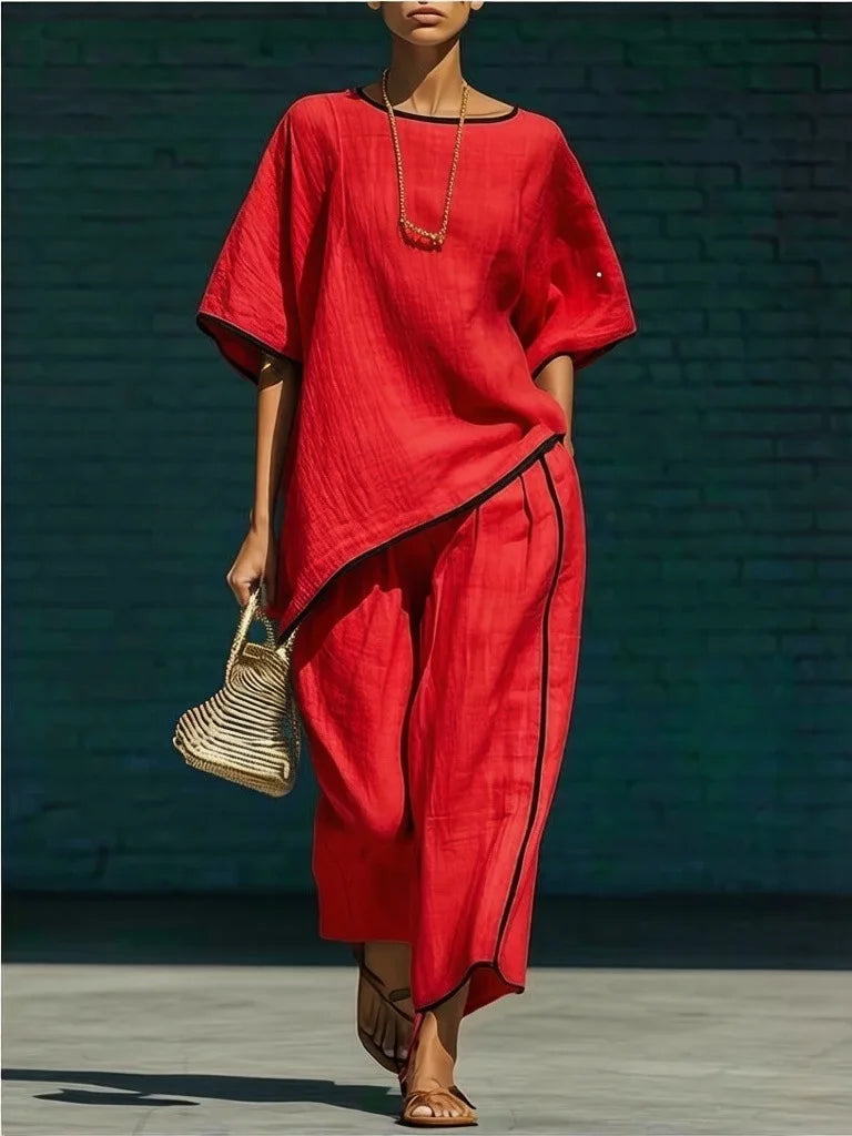 Haven Beck Anila Linen Cropped Pant Set Breathable Summer Outfit