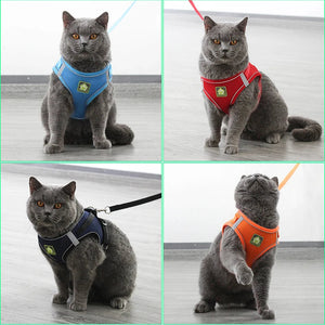 Reflective Cat Harness Vest With Walking Lead Leash