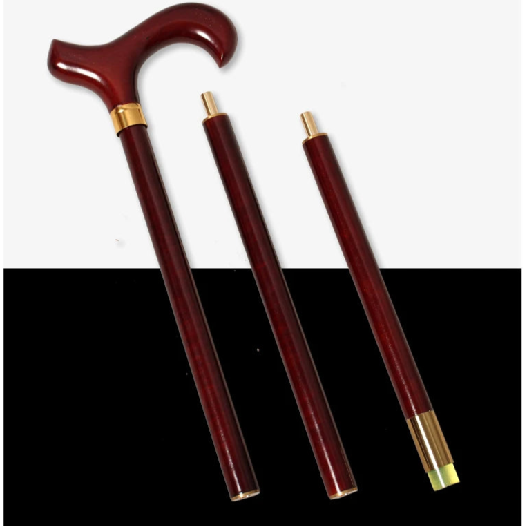 3-Piece Detachable Red Wooden Handle Walking Stick – German Beech Wood