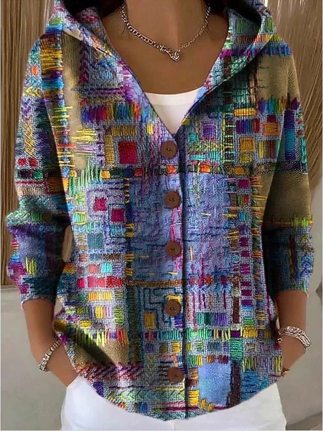 Women's Hooded Button-Up Cardigan Sweater