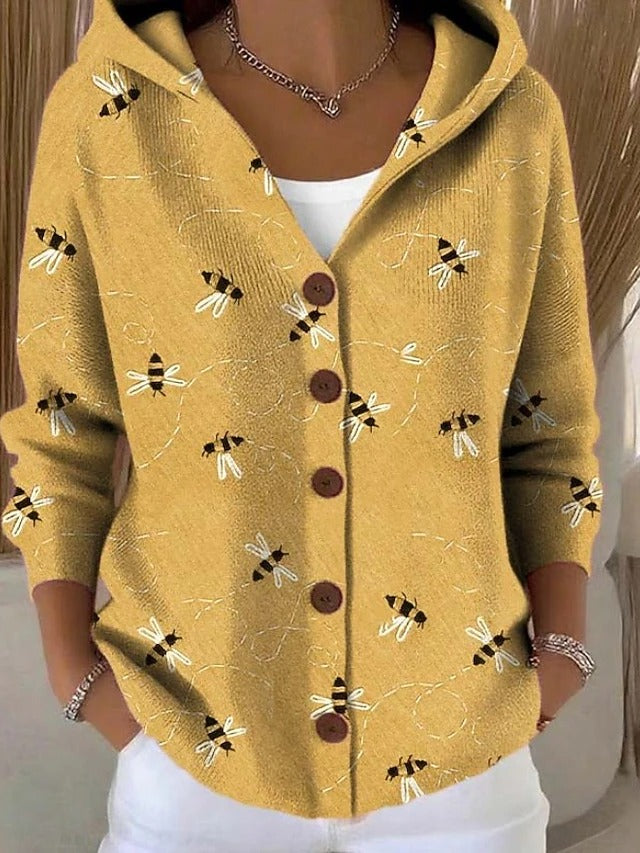 Women's Hooded Button-Up Cardigan Sweater