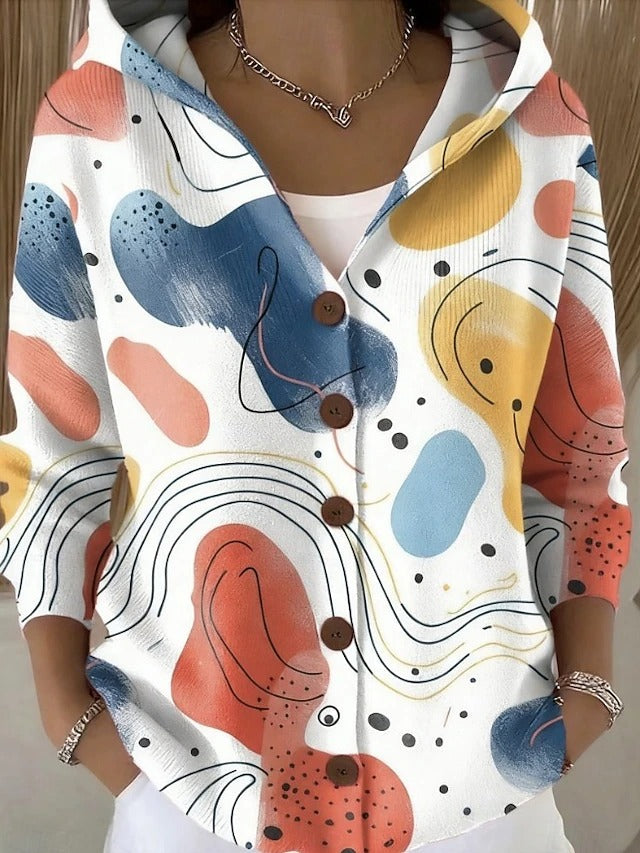 Hooded Button-Front Cardigan Sweater