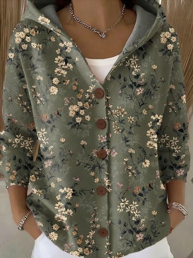 Women's Hooded Button-Up Cardigan Sweater