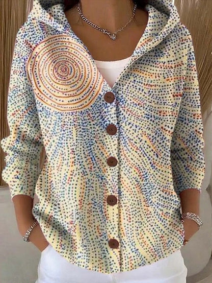 Hooded Button-Front Cardigan Sweater
