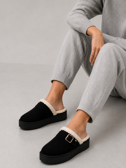Elina | Lined Buckle Platform Clogs