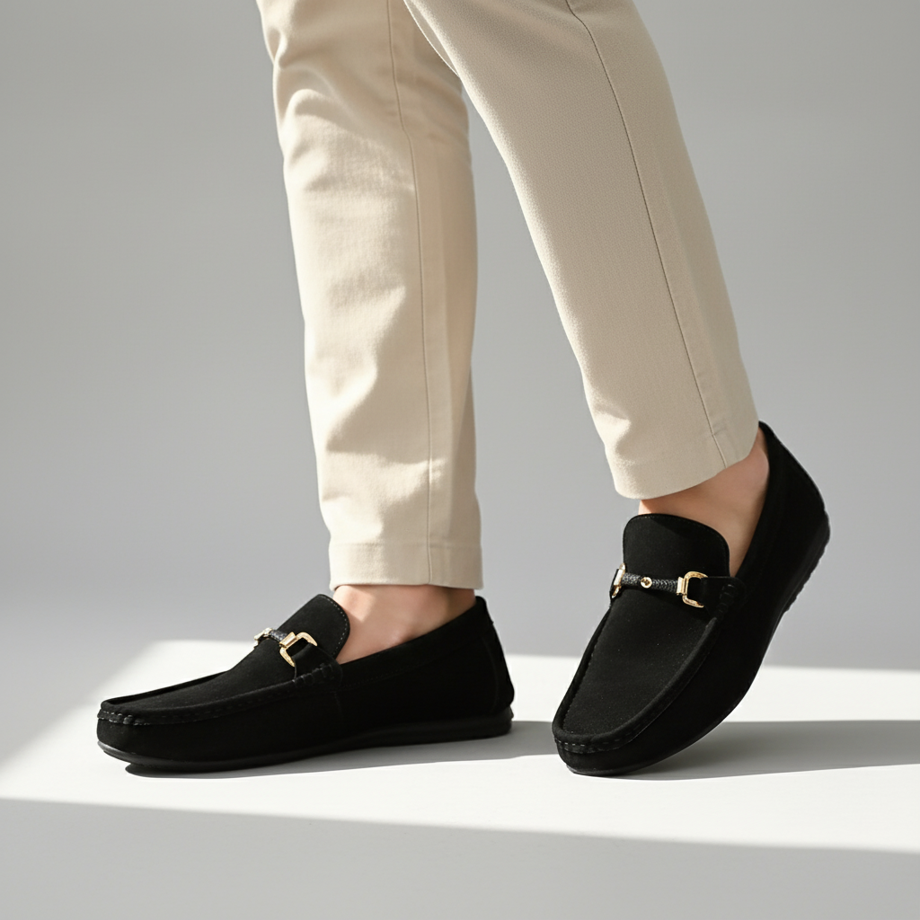 Bellano | Men's Suede-Look Buckle Loafers