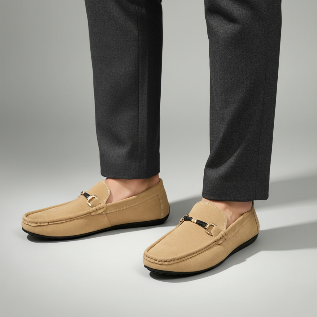 Bellano | Men's Suede-Look Buckle Loafers