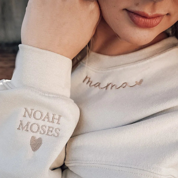 Custom Mama Sweatshirt With Kids Names Sleeve